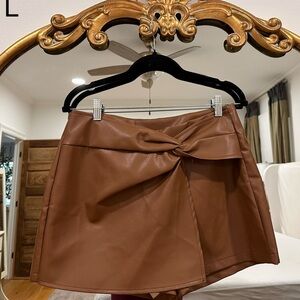 SHEIN Brown Pleather Mini Skirt